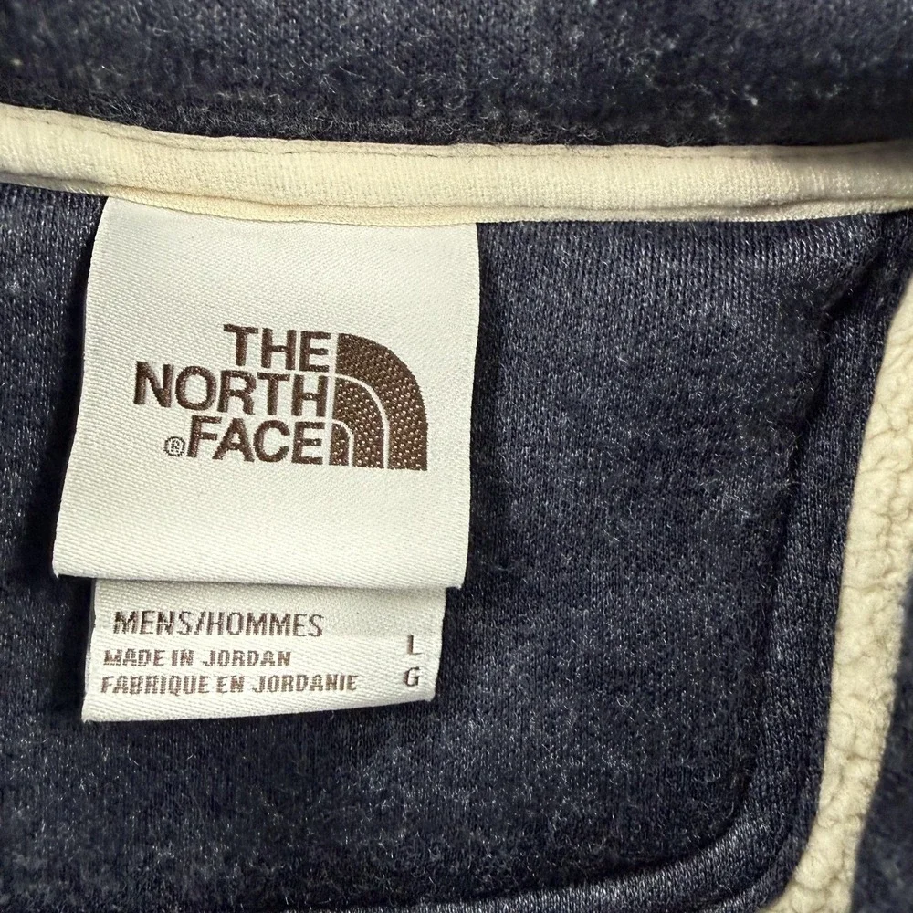The North Face Jacket Mens Large Blue Fleece Snap Pullover Zip Pockets Outdoor